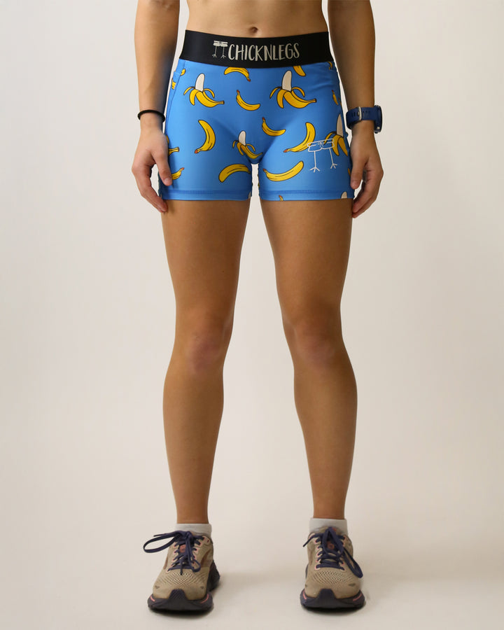 Women's Blue Bananas 3" 2-Pocket Compression Shorts XS S M L XL