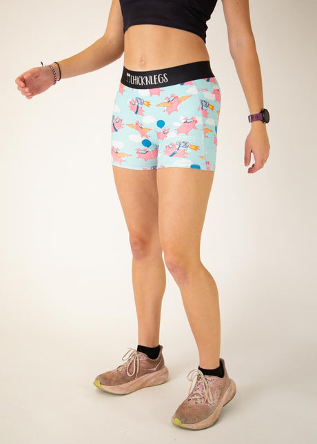 Women's Flying Pigs 3" 2-Pocket Compression Shorts XS S M L XL
