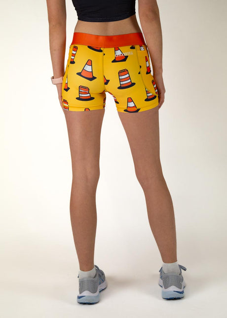 Women's Traffic Cones 3" 2-Pocket Compression Shorts (Orange) XS S M L