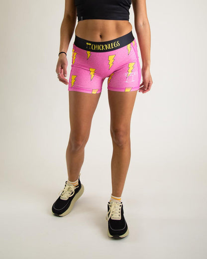 Women's Pink Bolts 3" 2-Pocket Compression Shorts XS S M L XL