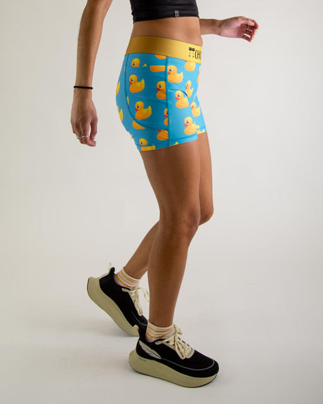 Women's Rubber Ducky 3" 2-Pocket Compression Shorts XS S M L XL