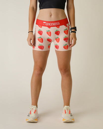 Women's Strawberry Season 3" 2-Pocket Compression Shorts (Red) XS S M L XL