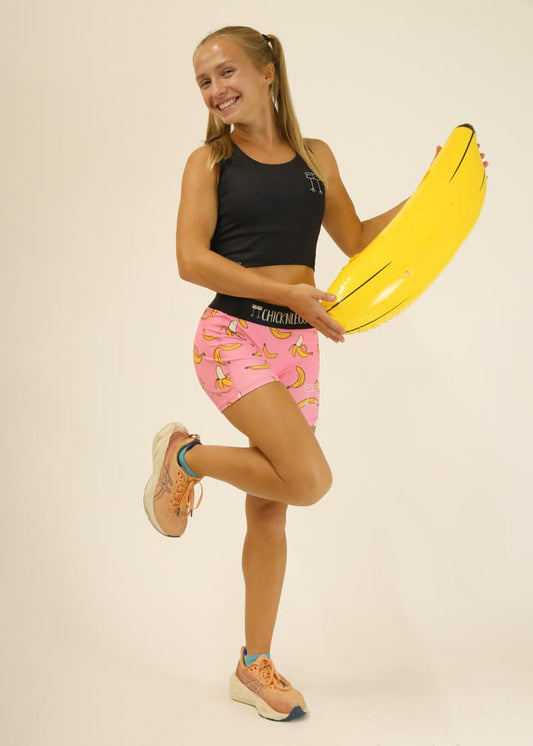 Women's Pink Bananas 3" 2-Pocket Compression Shorts XS S M L XL