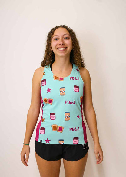 Women's PB&J Performance Singlet (Light Blue/Magenta) XXS-XL