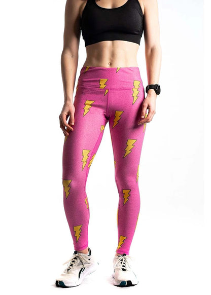 Women's Hot Pink Bolt Leggings XS S M L XL