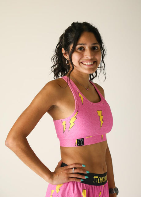 Women's Pink Bolts OG Sports Bra