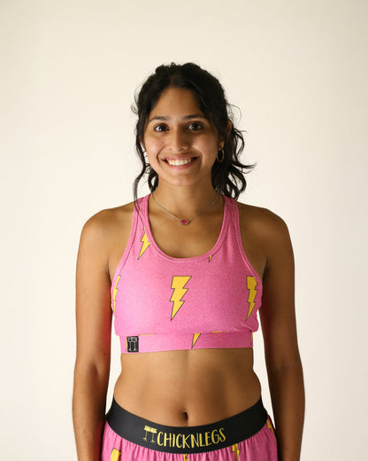 Women's Pink Bolts OG Sports Bra