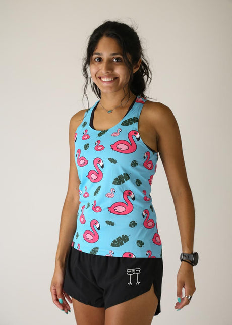 Women's Blue Flamingo Performance Singlet XXS-XL