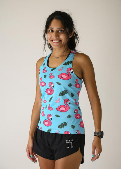 Women's Blue Flamingo Performance Singlet XXS-XL