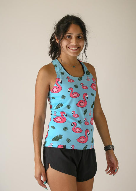 Women's Blue Flamingo Performance Singlet XXS-XL