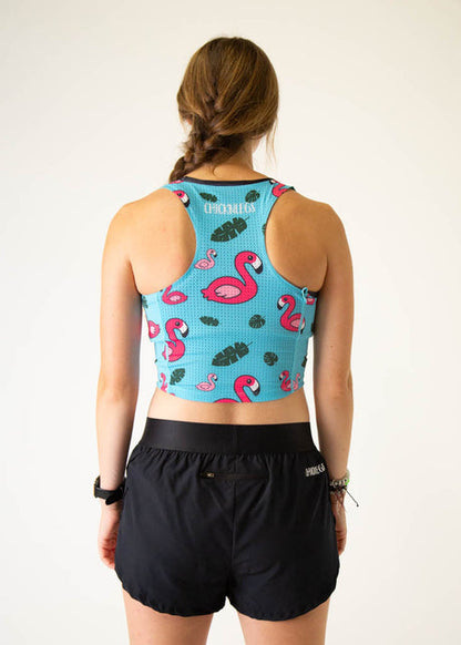 Women's Blue Flamingo Crop Top XXS-XL