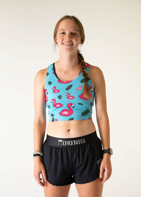 Women's Blue Flamingo Crop Top XXS-XL
