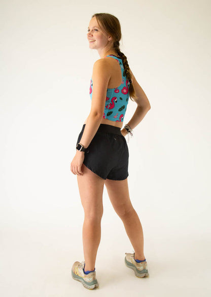 Women's Blue Flamingo Crop Top XXS-XL