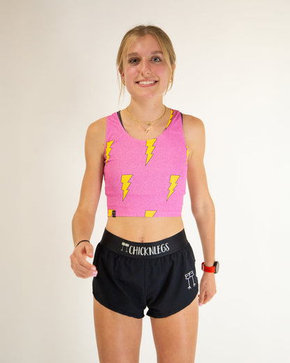 Women's Pink Bolts Crop Top XS-XL