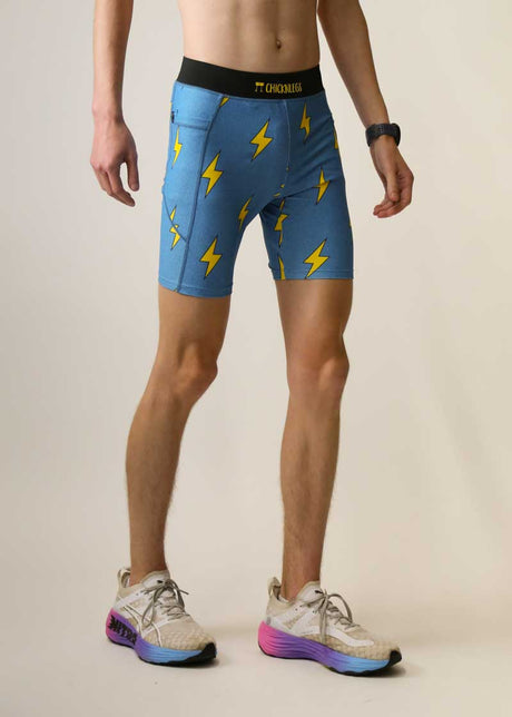 Men's Blue Bolts 8" Half Tights XS S M L XL