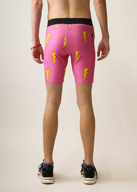 Men's Pink Bolts 8" Half Tights XS S M L XL