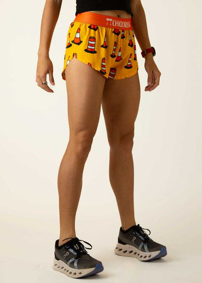 Women's Traffic Cones 1.5" Split Shorts (Yellow/Orange)
