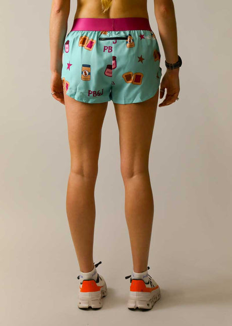 Women's PB&J 1.5" Split Shorts (Light Blue/Magenta) XXS, XS, S, M, L, XL