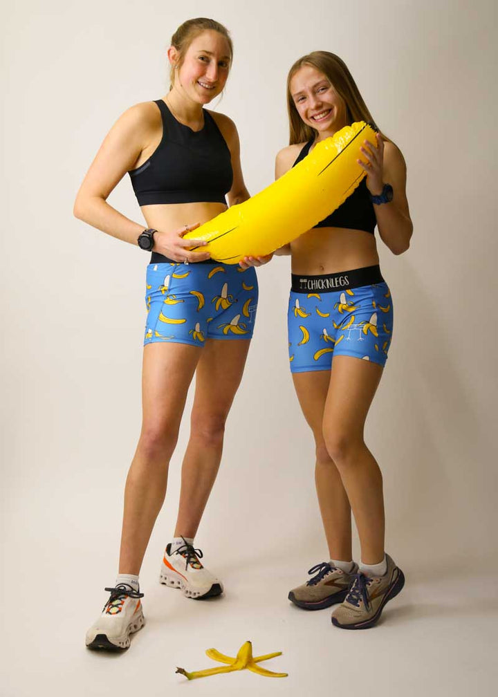 Women's Blue Bananas 3" 2-Pocket Compression Shorts XS S M L XL