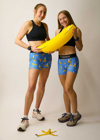 Women's Blue Bananas 3" 2-Pocket Compression Shorts XS S M L XL