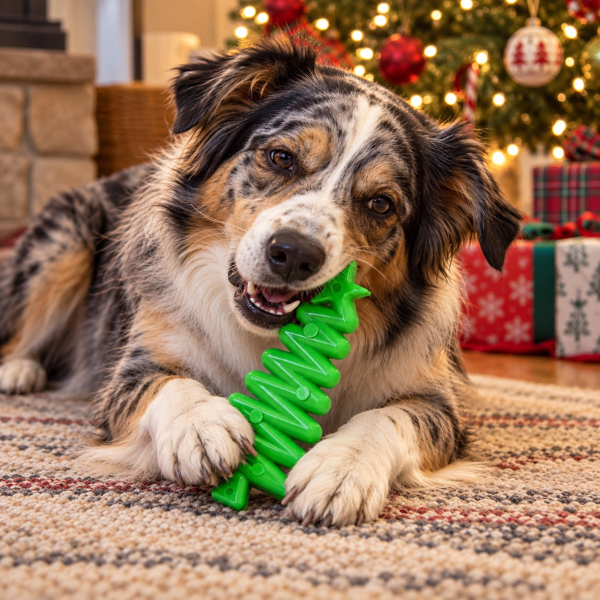 Christmas Tree Nylon Dog Chew Toy for Aggressive Chewers | USA Made & FDA Compliant