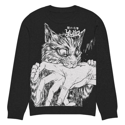 Sudden Bite Cat Knitted Sweatshirt