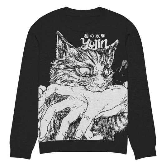 Sudden Bite Cat Knitted Sweatshirt