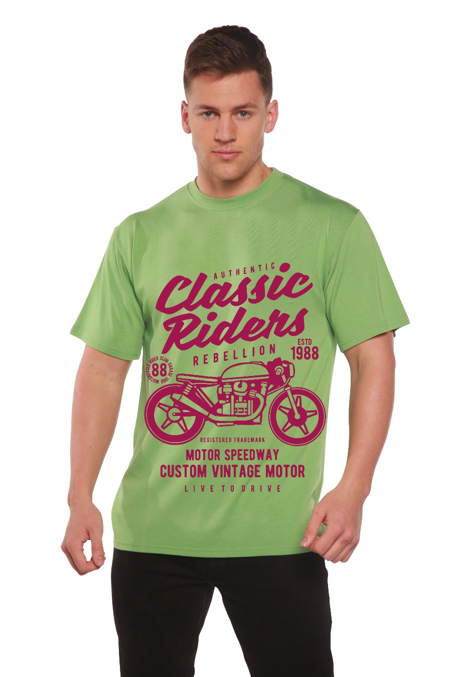 Classic Riders Men's Bamboo Viscose/Organic Cotton Short Sleeve Graphic T-Shirt