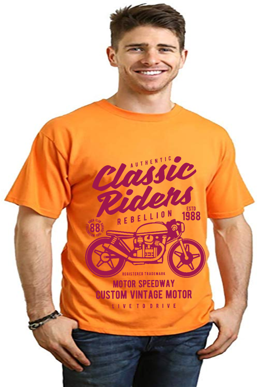 Classic Riders Men's Bamboo Viscose/Organic Cotton Short Sleeve Graphic T-Shirt