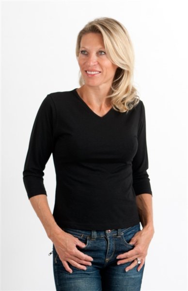 Clearance Women's Bamboo Viscose/Cotton V-Necks 3/4 Sleeve T-Shirt