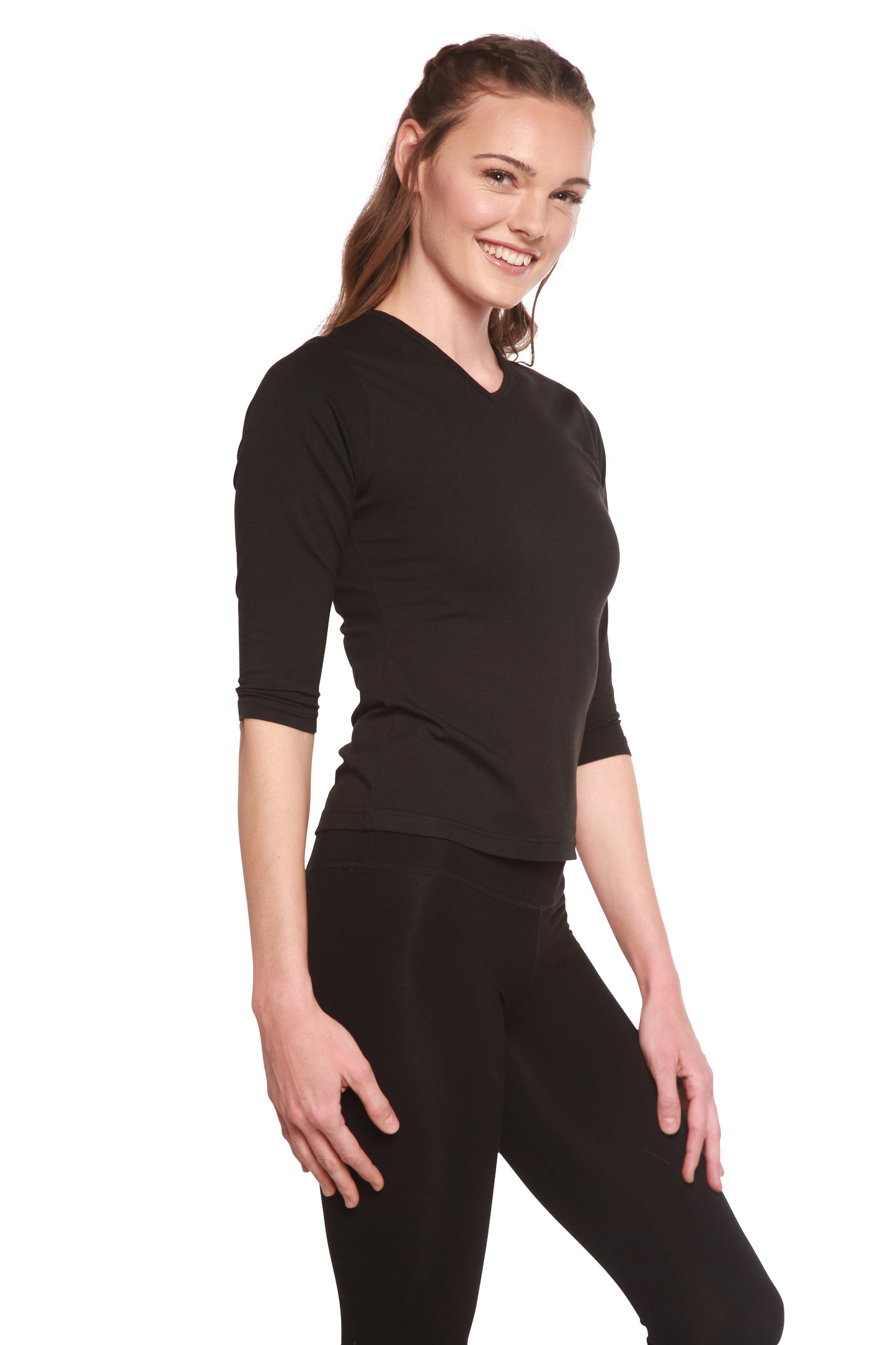 Clearance Women's Bamboo Viscose/Cotton V-Necks 3/4 Sleeve T-Shirt