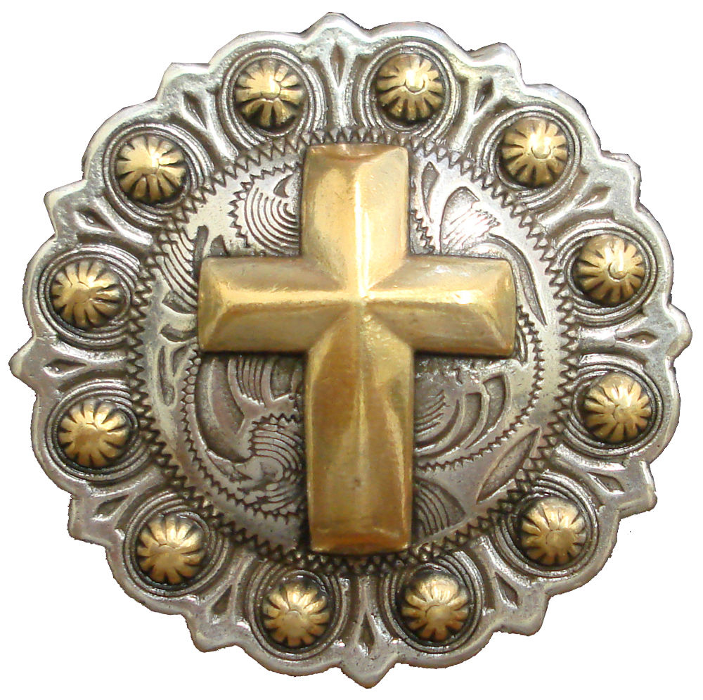 AJ Tack Gold Cross Berry Concho