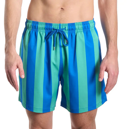 Coastal Cabana, Ocean and Palm Hybrid Short, Compression Lined Swim and Resort Trunk