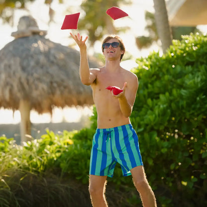Coastal Cabana, Ocean and Palm Hybrid Short, Compression Lined Swim and Resort Trunk