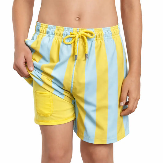 Coastal Cabana, Sun and Sky Boys Hybrid Short, Swim and Play Trunk