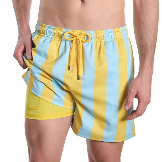 Coastal Cabana, Sun and Sky Hybrid Short, Compression Lined Swim and Resort Trunk