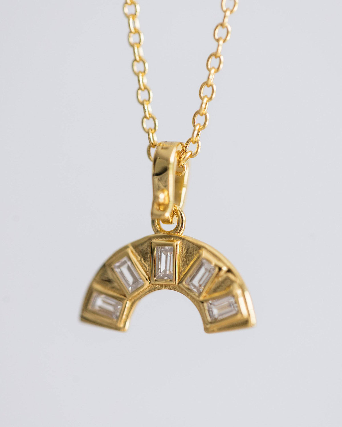 Gold Crystal Rainbow Necklace