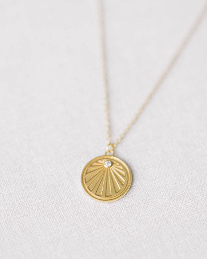 Gold Crystal Sunray Necklace
