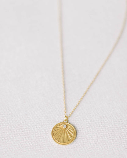 Gold Crystal Sunray Necklace