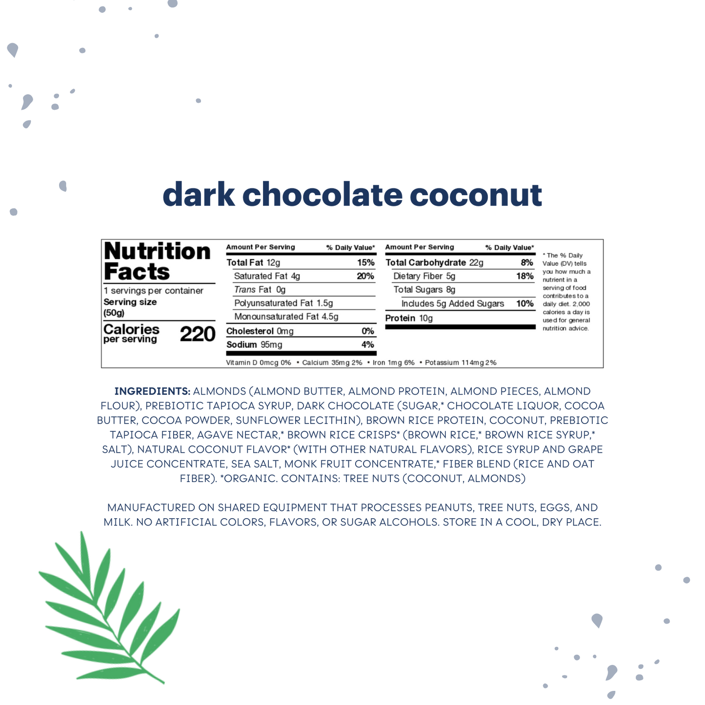 dark chocolate coconut nutrition bars
