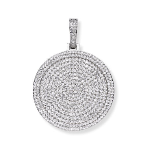 Coin Medallion Round Dog Tag Pendant in 925 Sterling Silver