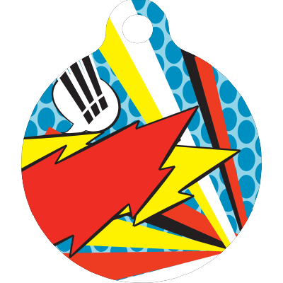 Comic Print HD Dog ID Tag