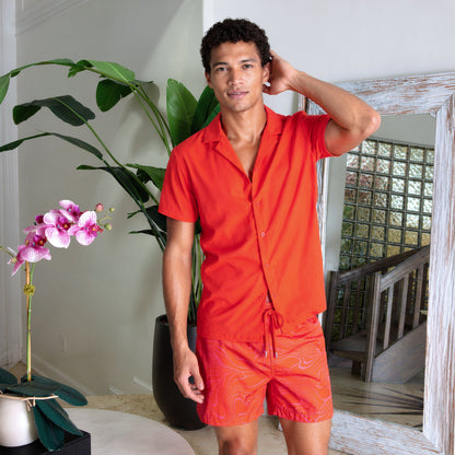Coral Men's Button Down Resort Shirt, Modern Fit