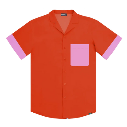 Coral Flame Men's Button Down Resort Shirt, Modern Fit