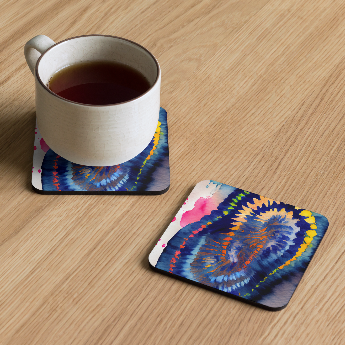 Shibori Womb Print Cork-back coaster