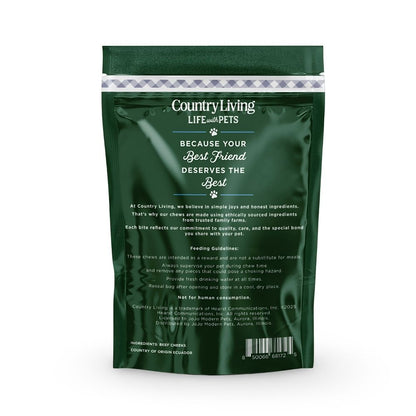 Country Living 4” x 4” Beef Cheek Chip Dog Treats – Chicken Flavor – 5 Count Bag – All-Natural, High-Protein, Long-Lasting Dog Chews