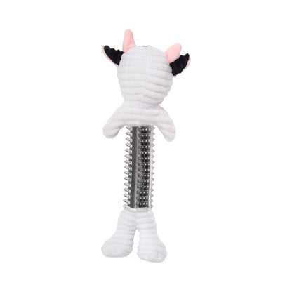 Country Living Thermoplastic Rubber Black & White Cow Plush Dog Toy – with Squeaker & Crinkle Paper