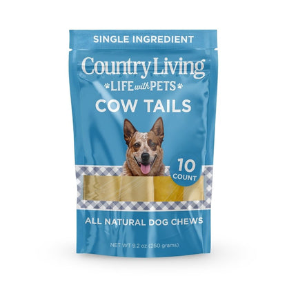 Country Living 5”-7” Cow Tails Dog Chews – 10 Count Bag – All-Natural, Single-Ingredient, Long-Lasting Beef Chews – High-Protein, Grain-Free – Promotes Dental Health