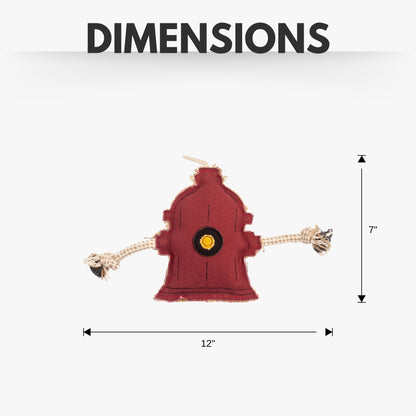 Country Living Canvas & Jute Fire Hydrant Dog Chew Toy – Durable, Safe and Non-Toxic