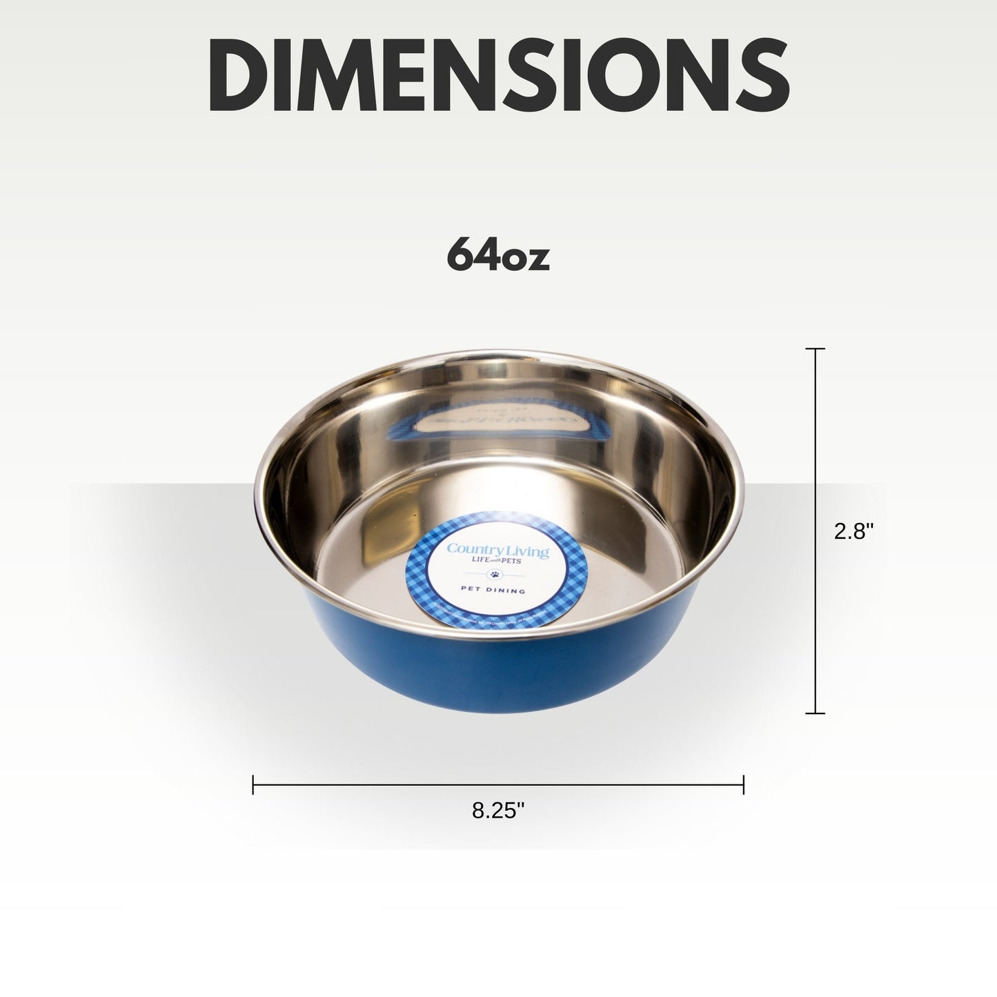 Country Living Set of 2 Heavy Gauge Stainless Steel Dog Bowls - Perfect for Food & Water